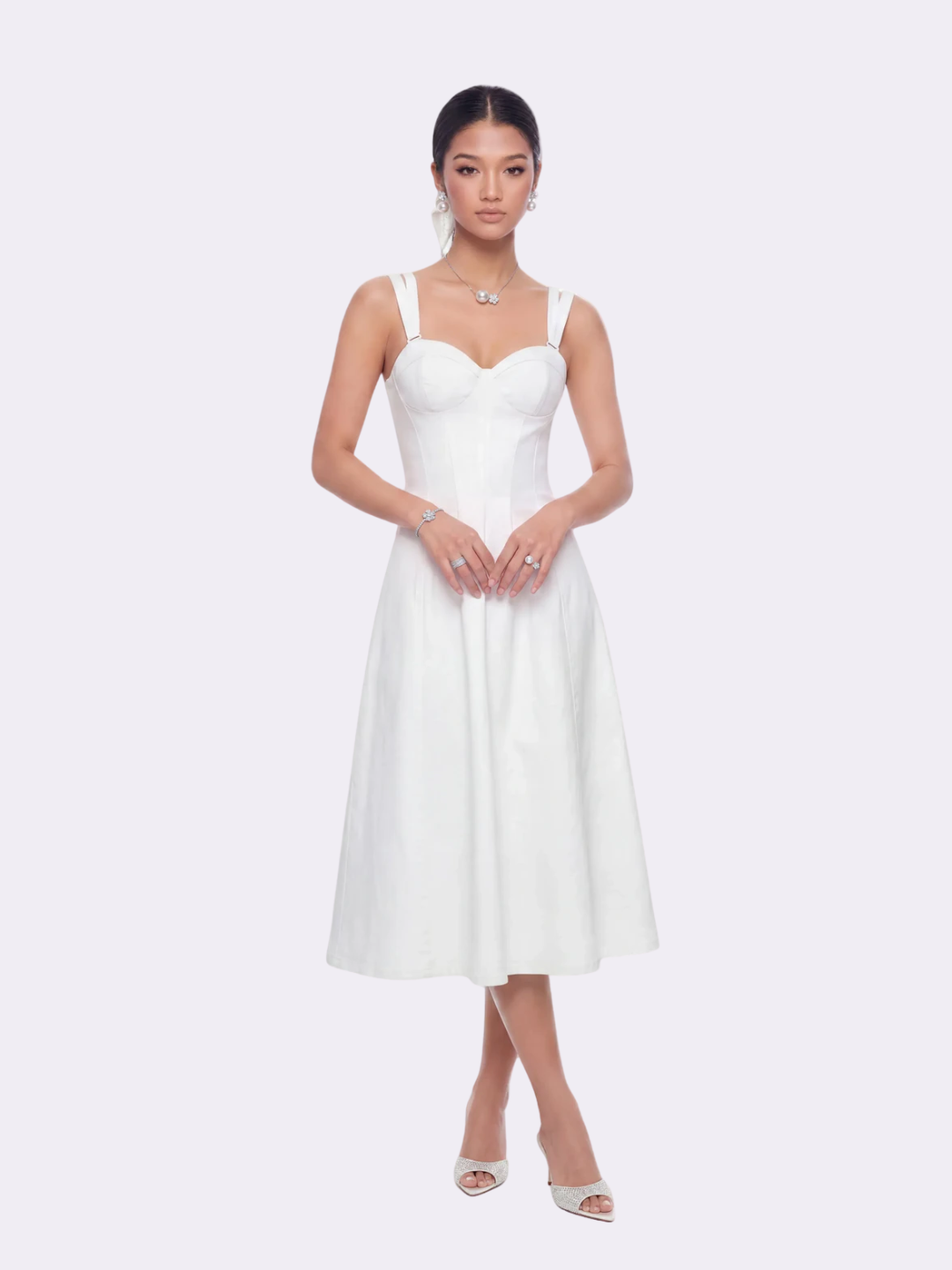 ワンピース yilon SS CLASSIC GILET DRESS ivory Emeline Corset White Dress | Nana Jacqueline