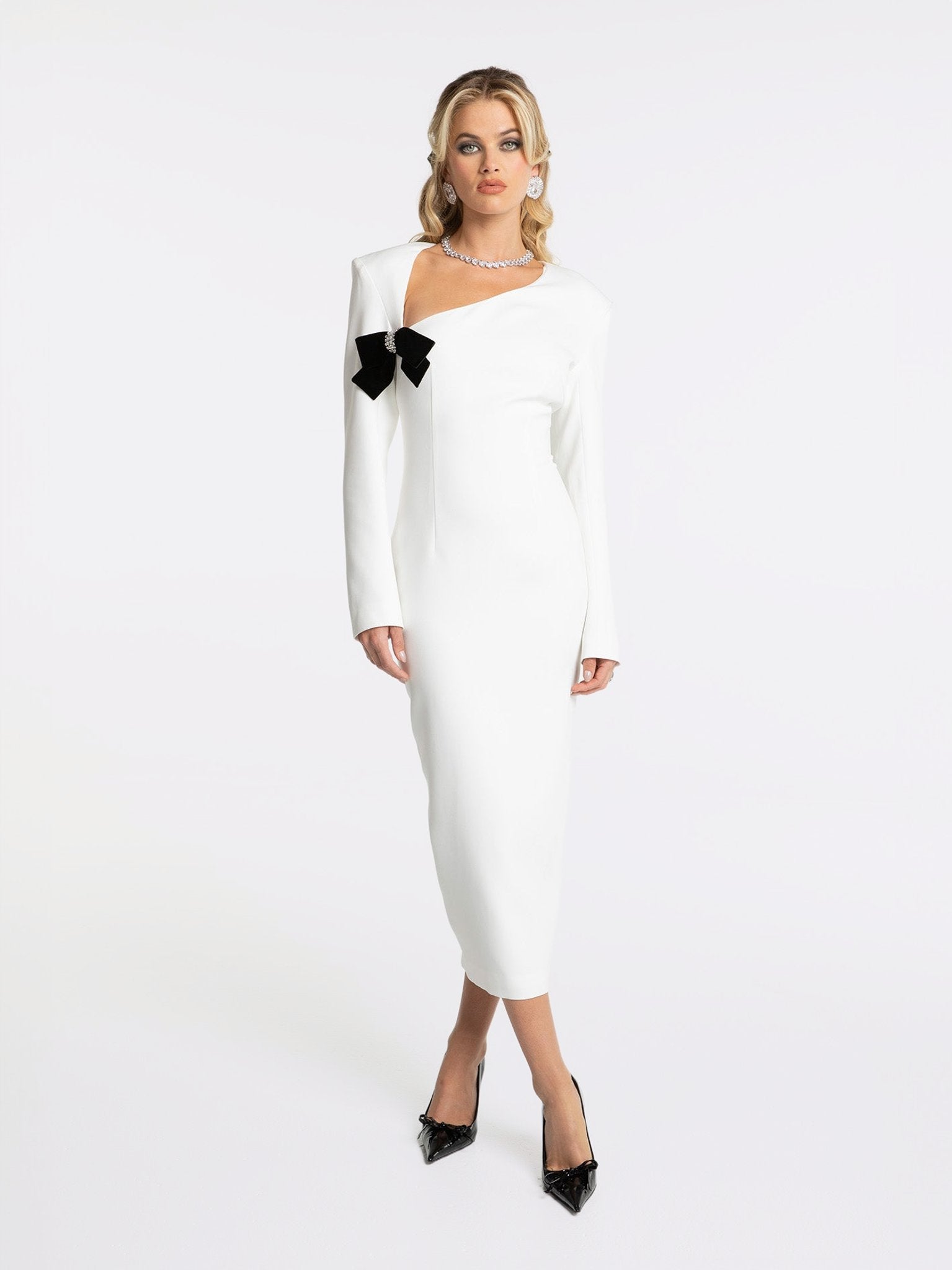 Nana Jacqueline | Ellie Bow Dress | Women's White Midi dresses Nana Jacqueline | Ellie Bow Dress | Women's White Midi dresses