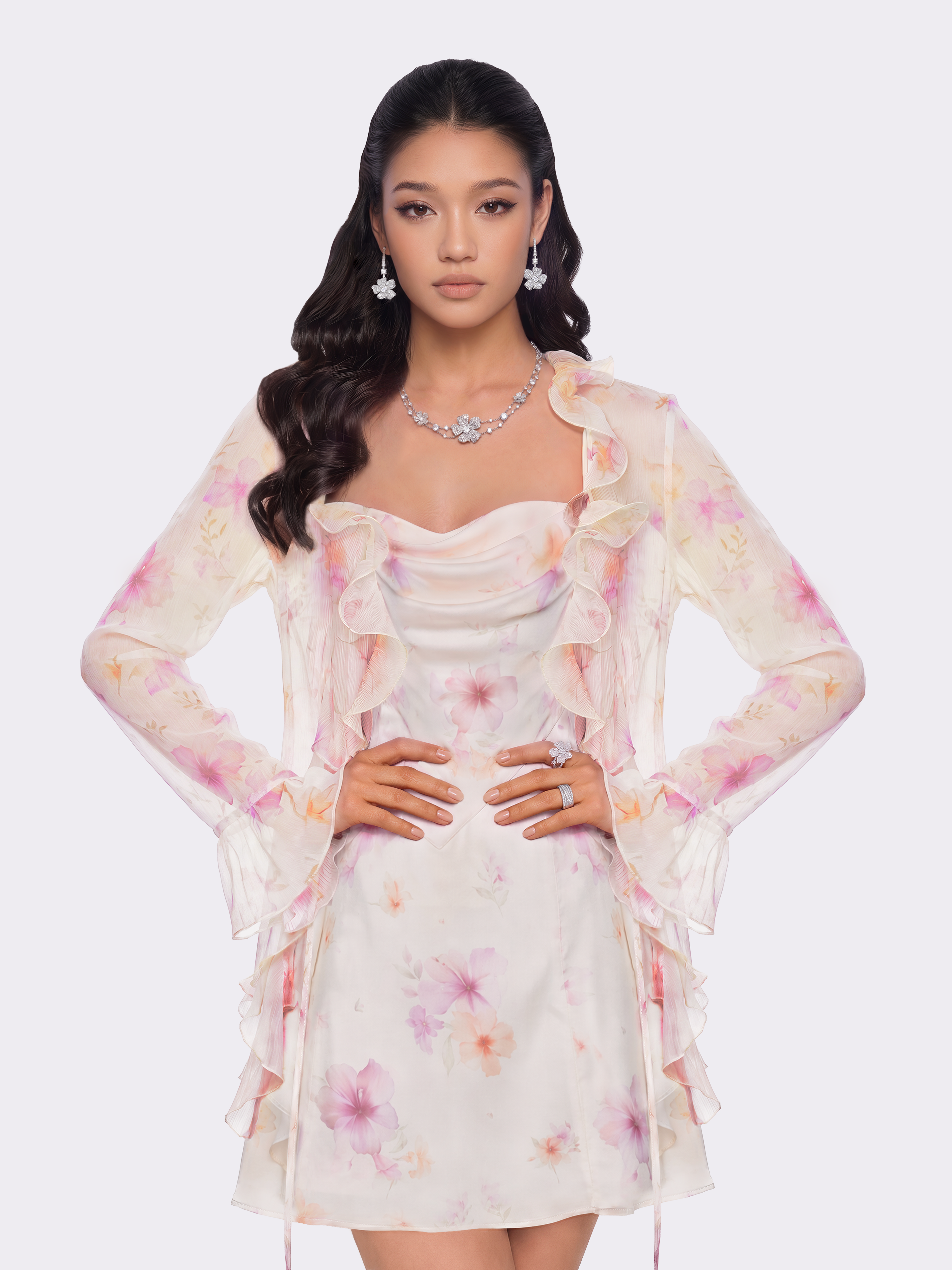 Monroe Tie-Front Ruffle Cream Blouse | Nana Jacqueline