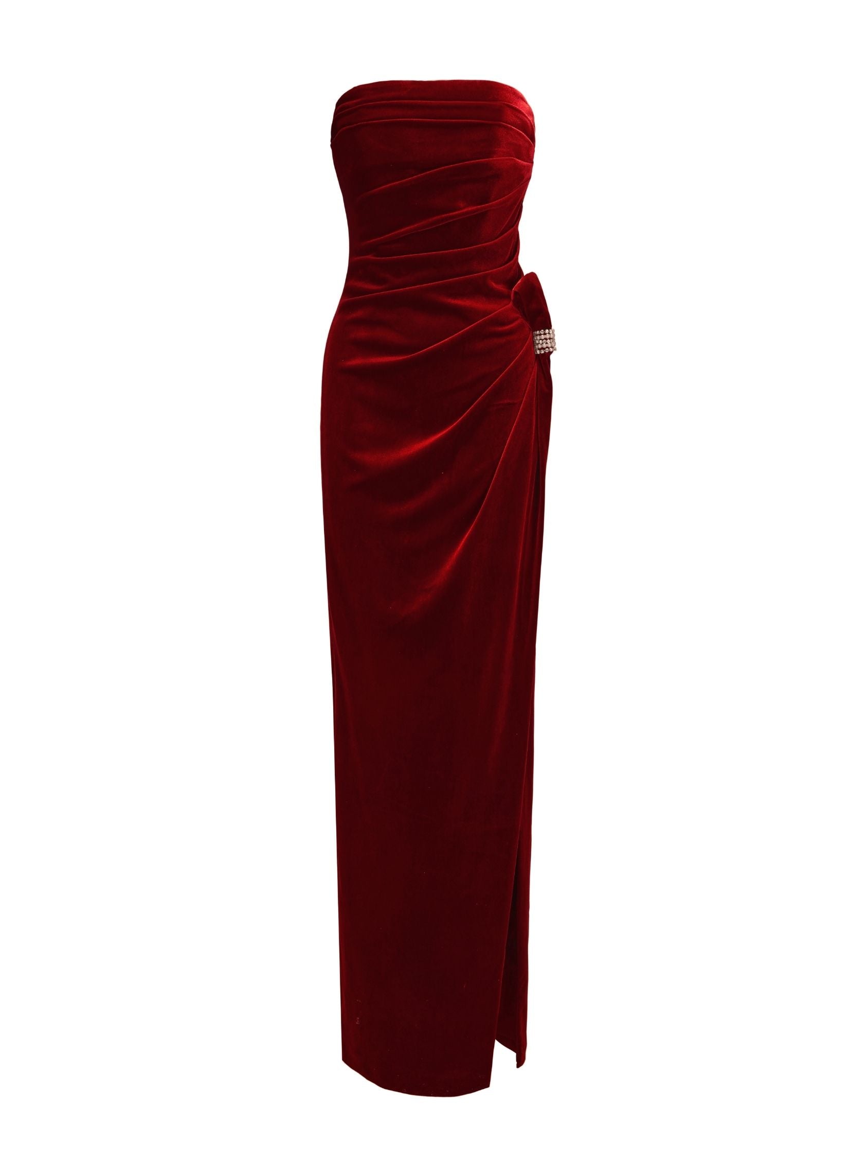 Emma Velvet Dress: Red Maxi Dress for Cocktail Party