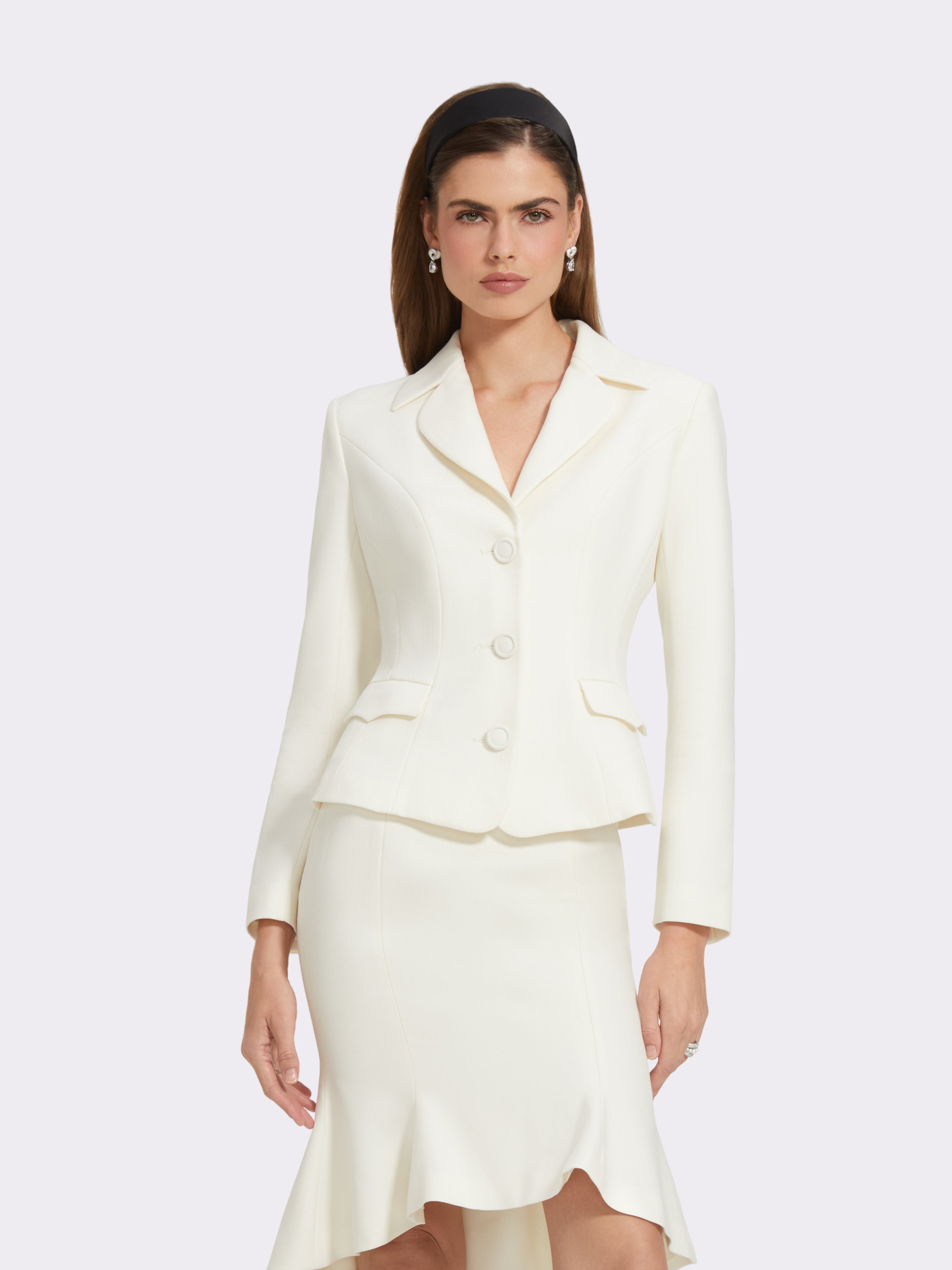 Tilly Notched Lapel White Coat | Nana Jacqueline