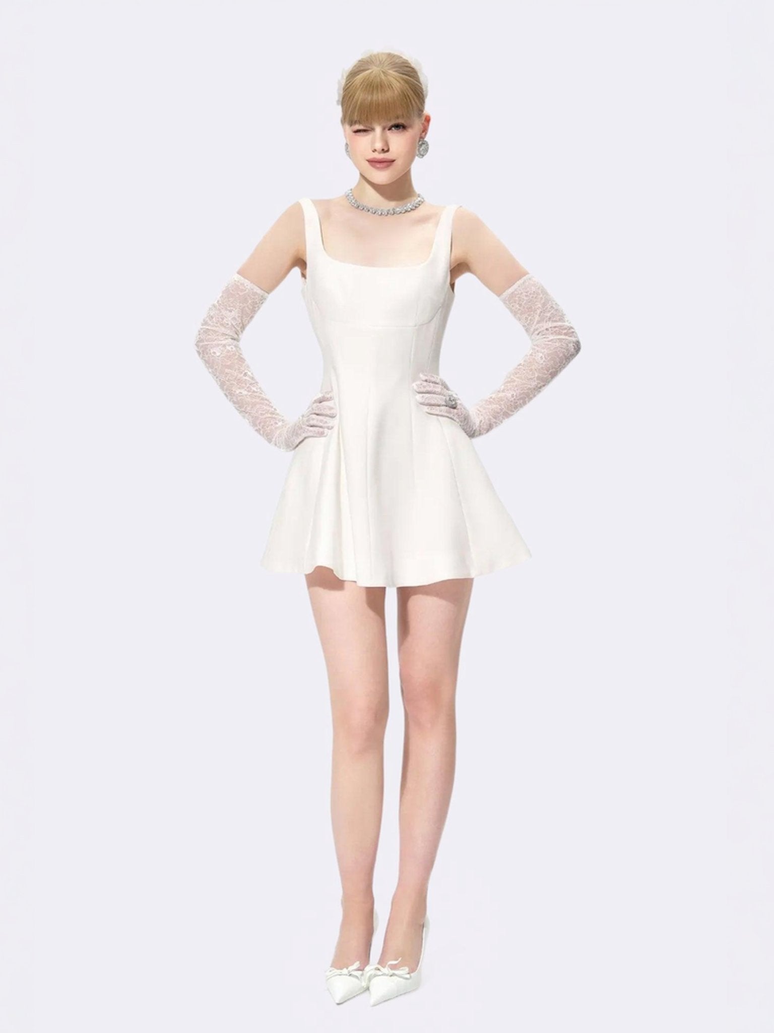 nana jacqueline dress Marianne Dress: White Mini Dress for Bridal Shower