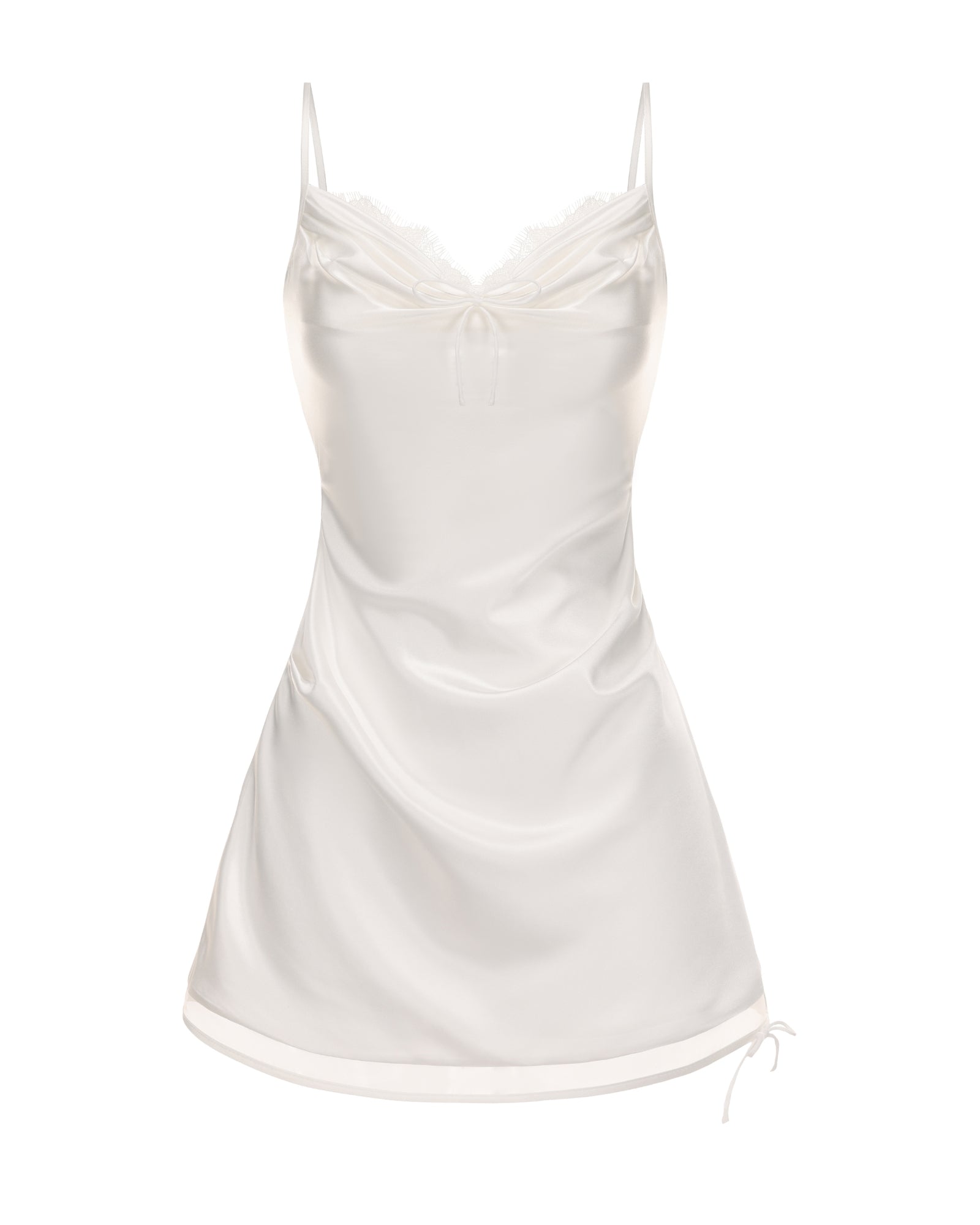 Amara Dress (White) Romantic White Satin Mini Dress – Nana
