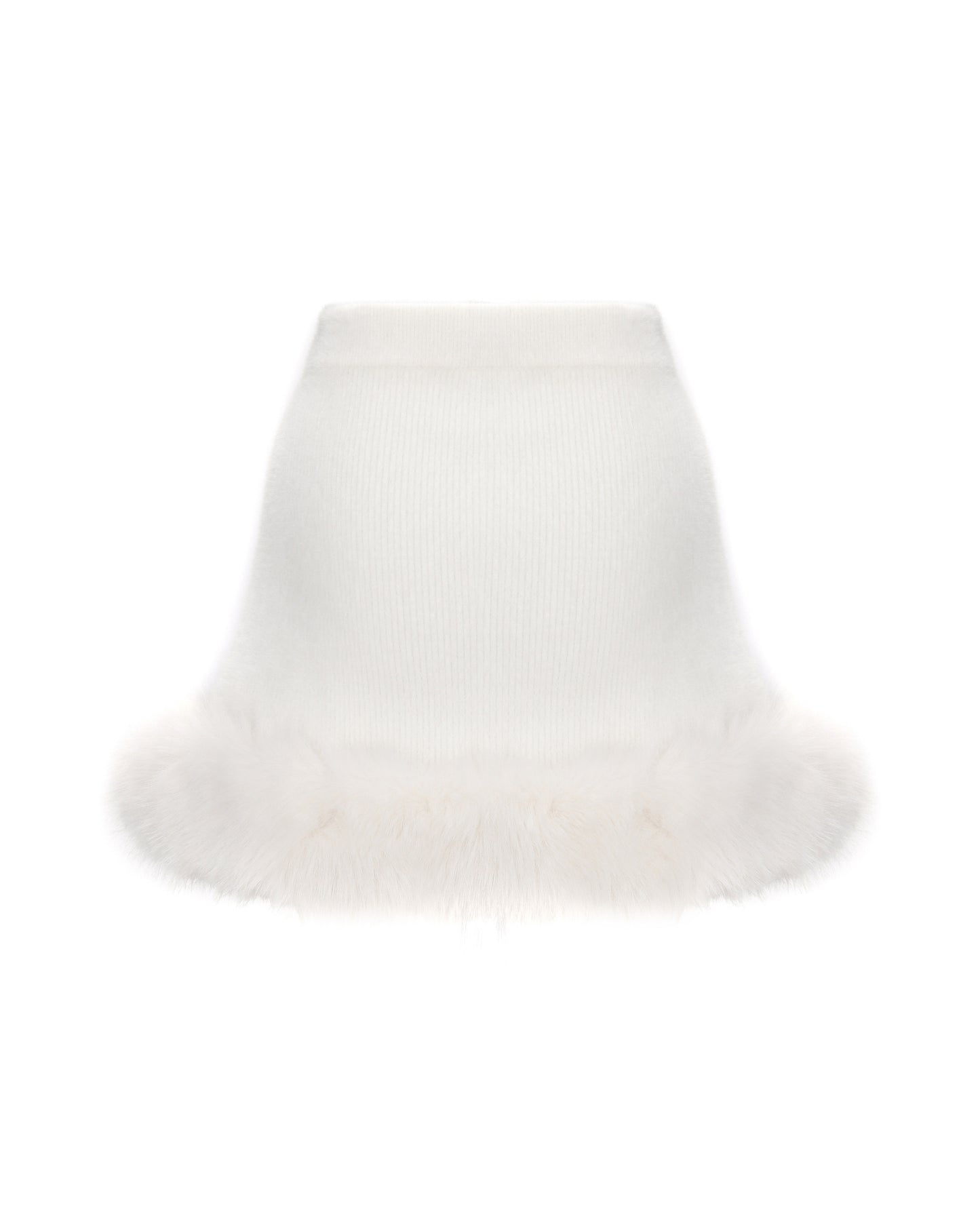 White faux fur trim mini skirt