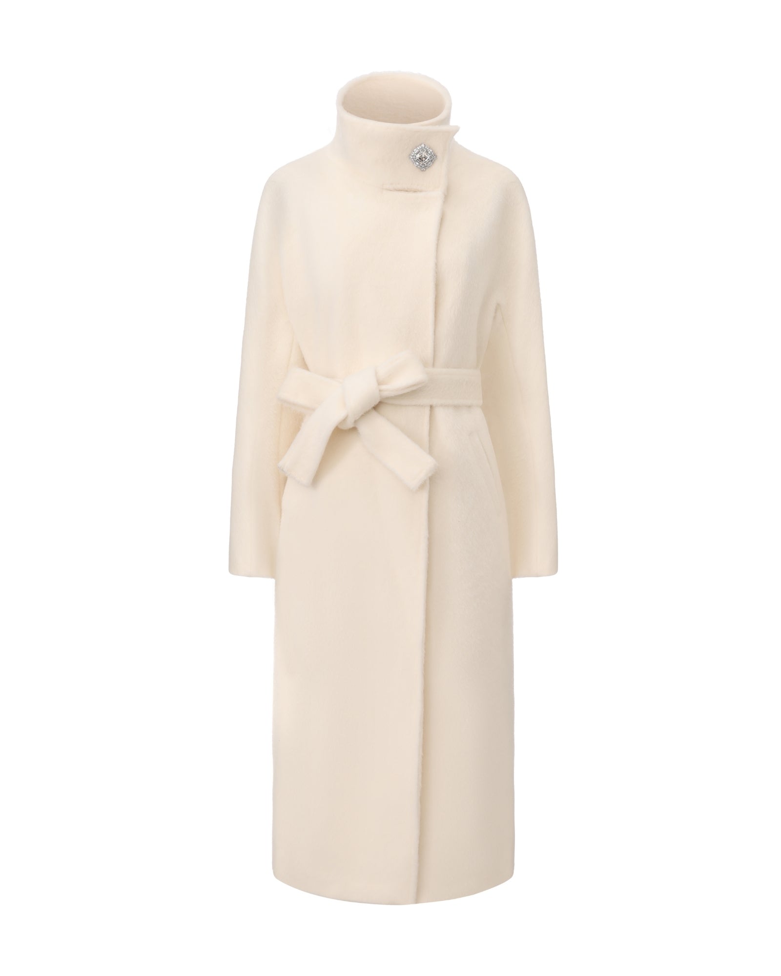 Audrey Coat (Off-white) | Luxury Wool Stand Collar Coat – Nana