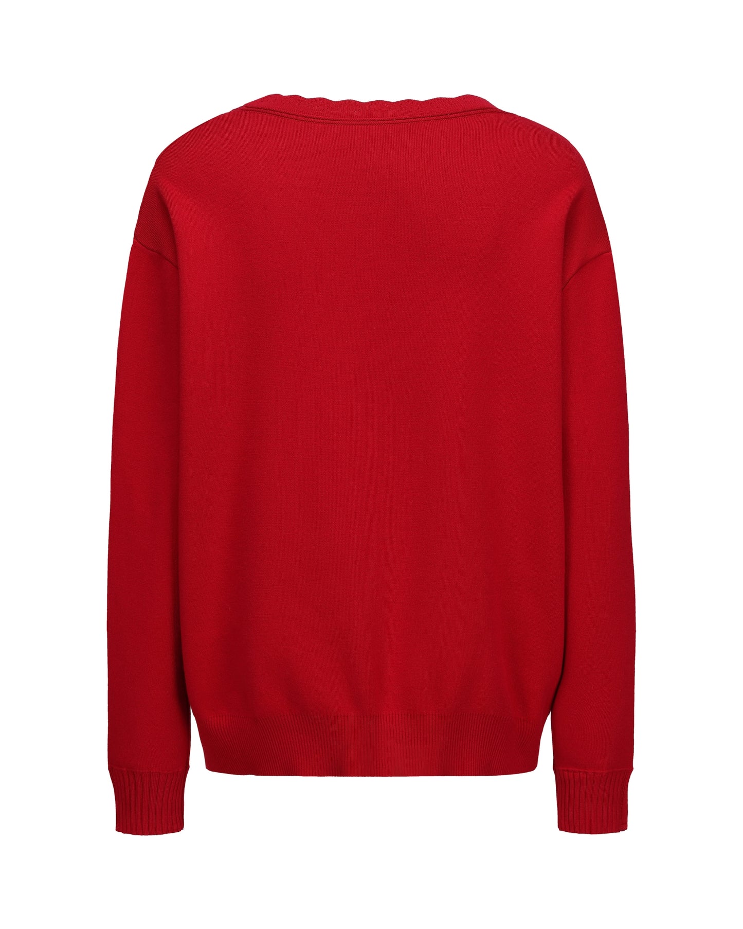 Red oversized cardigan for women on a white background