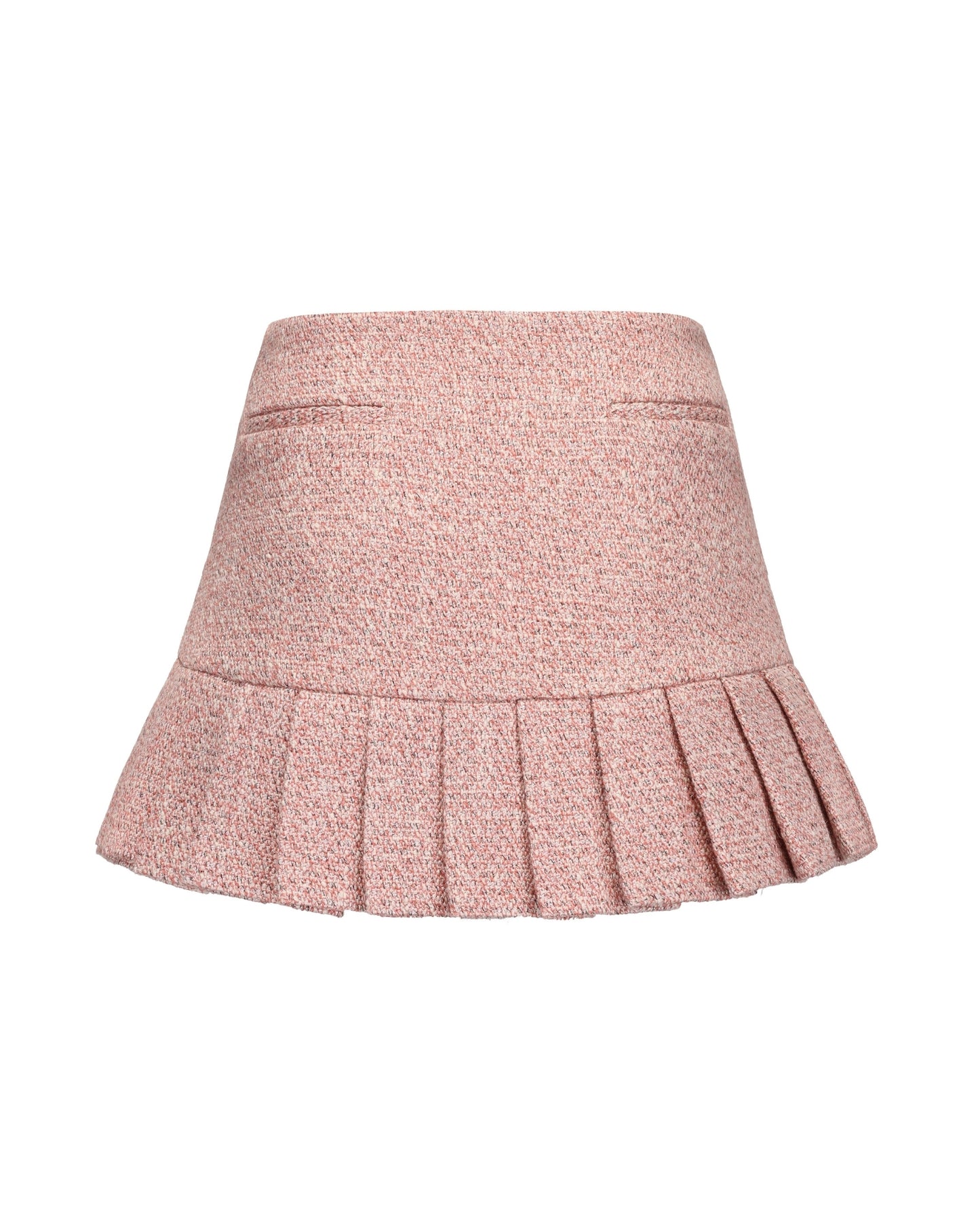 Pink pleated skirt on a white background