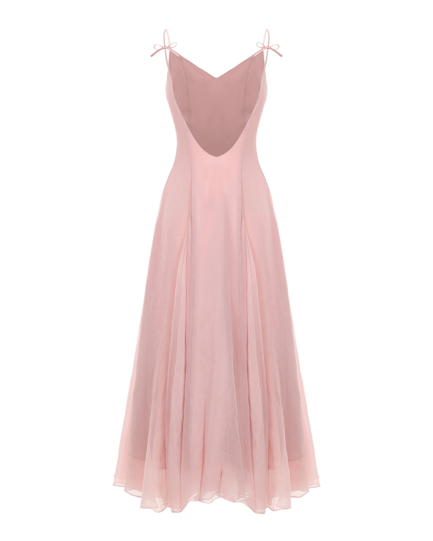 Pink evening gown on a white background