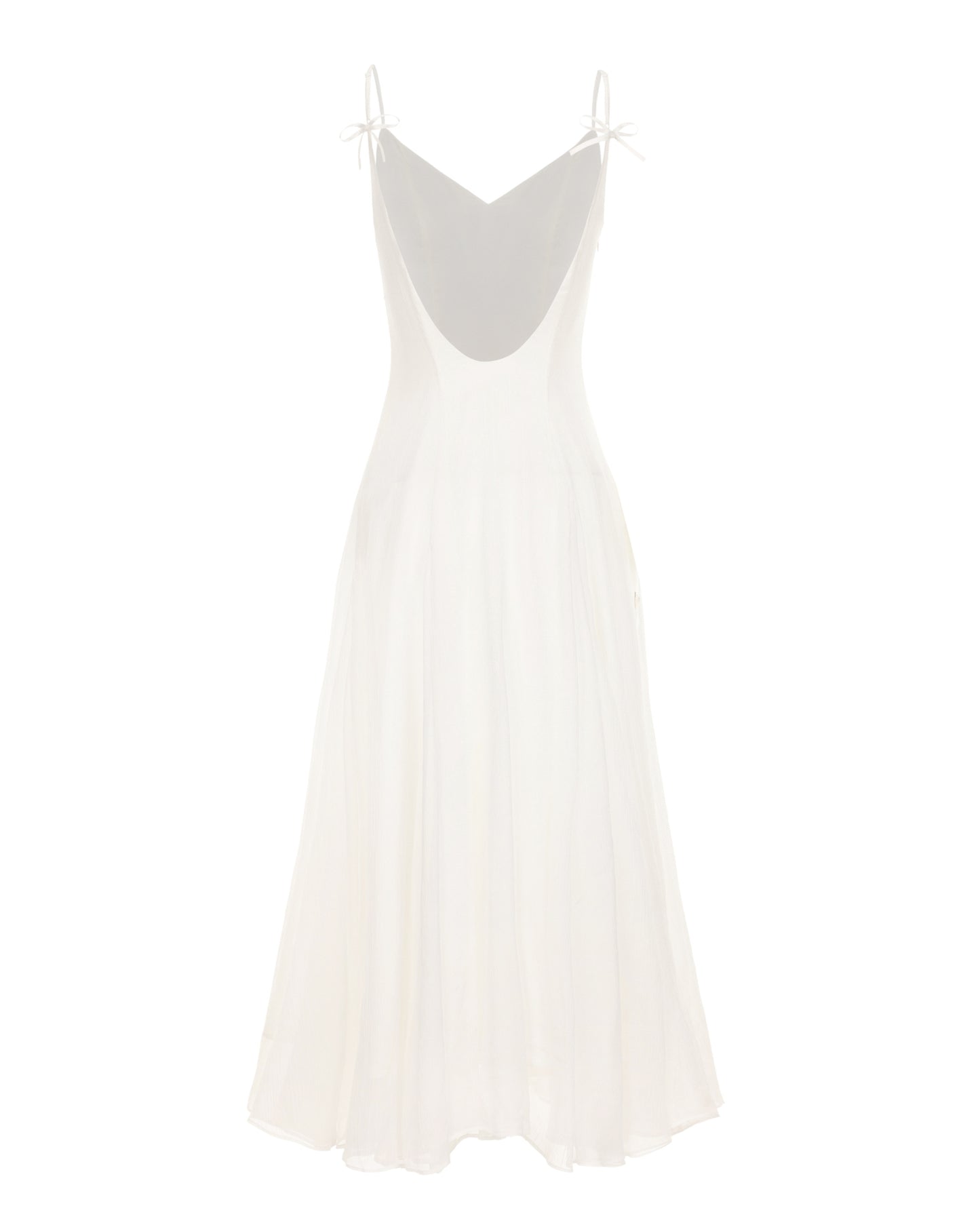 White maxi slip dress on a white background