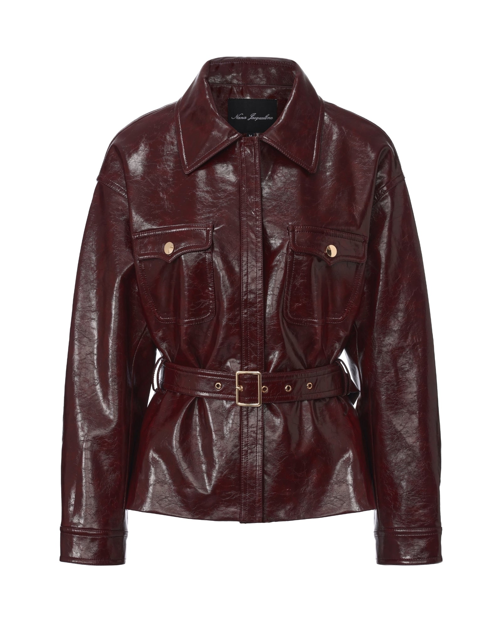 Isabella Vegan Leather Jacket (Claret) | Cropped Red Leather