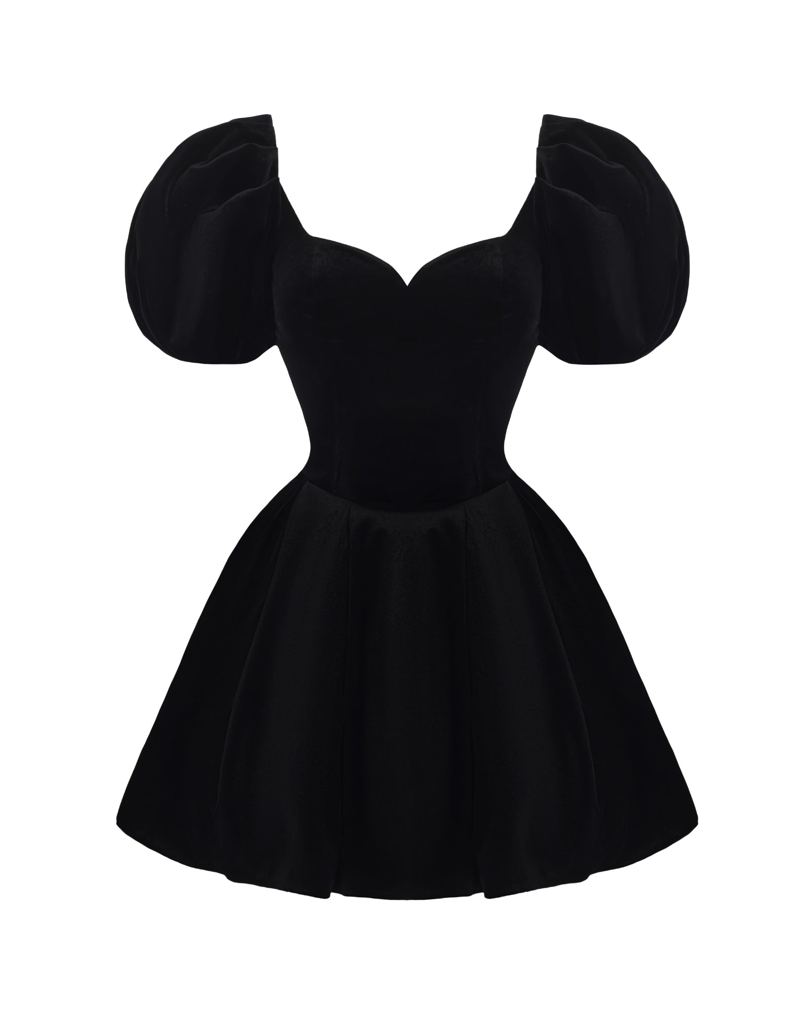 Lillian Velvet Mini Dress | Black Puff Sleeve Velvet Dress – Nana