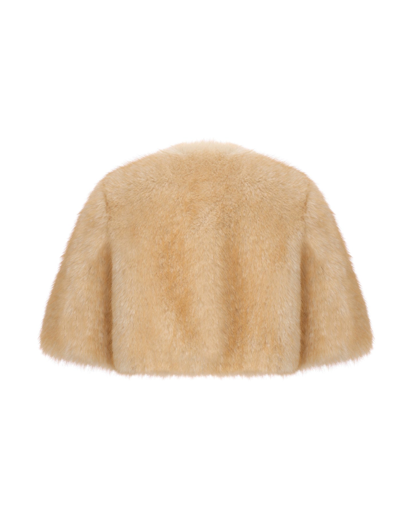 Yellow cropped fur jacket on a white background