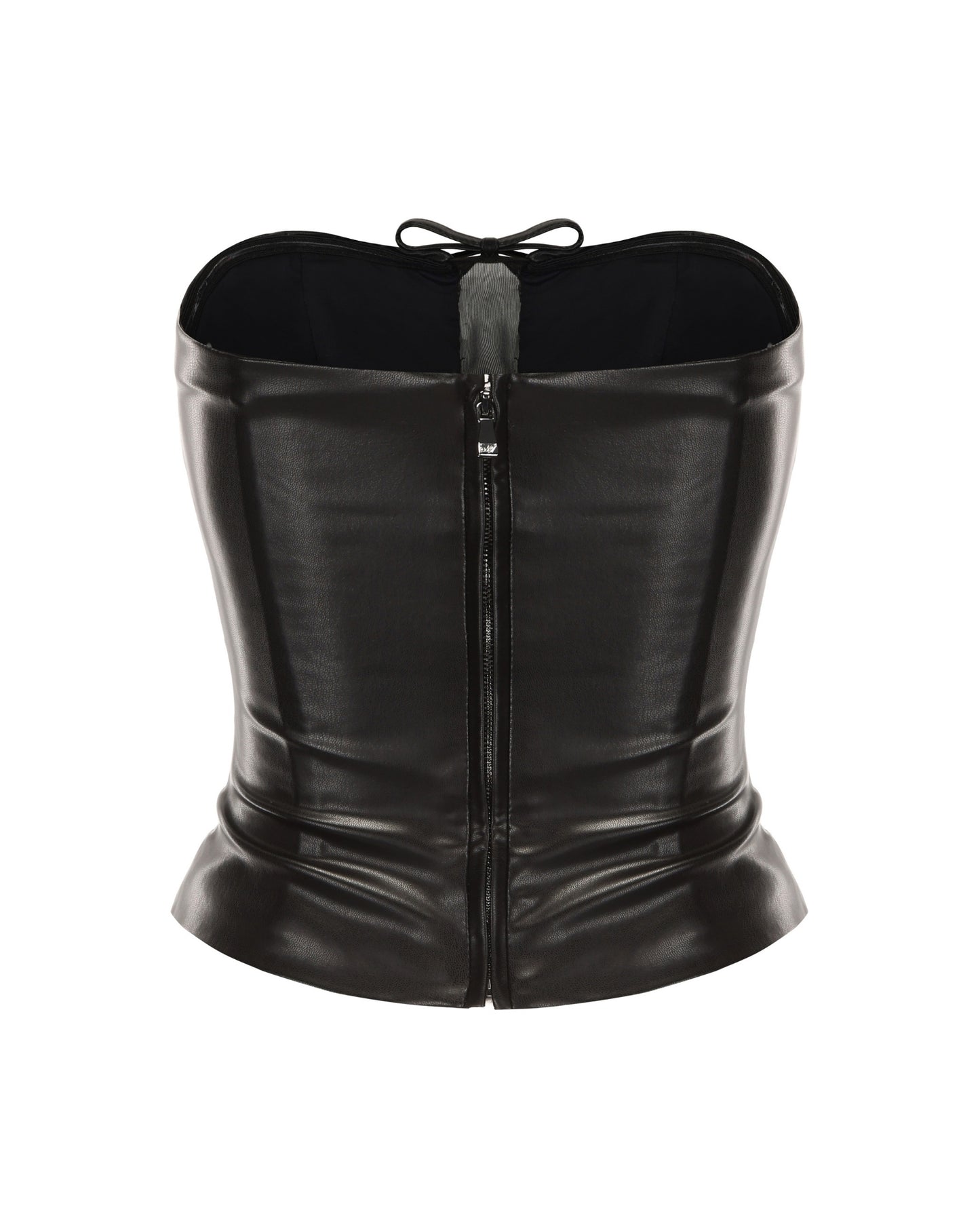 Black leather corset on a white background