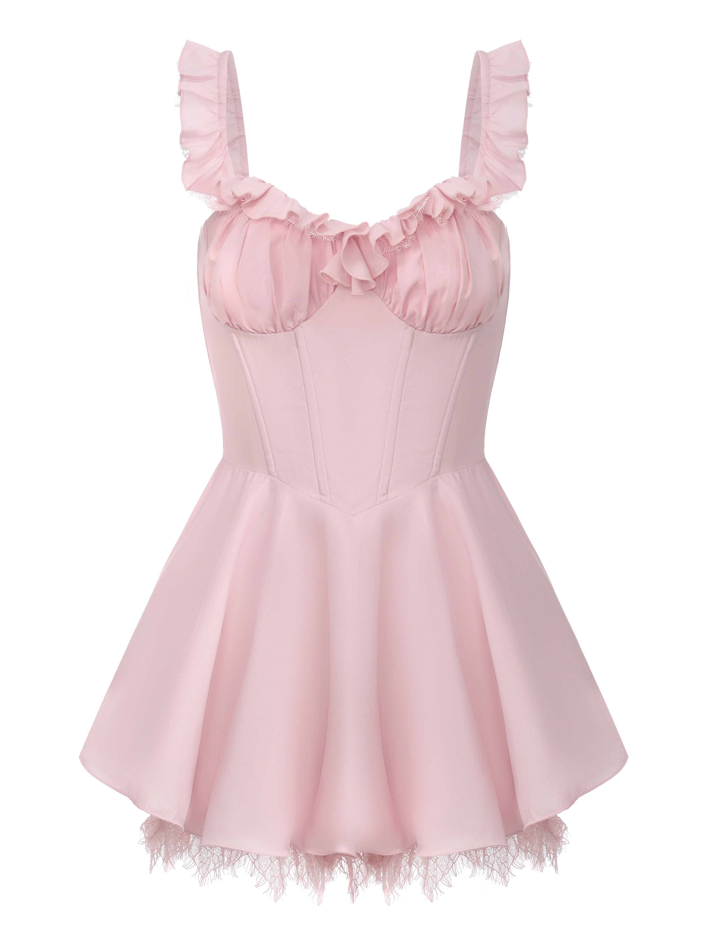 Paris Ruffle Neck Pink Dress | Nana Jacqueline