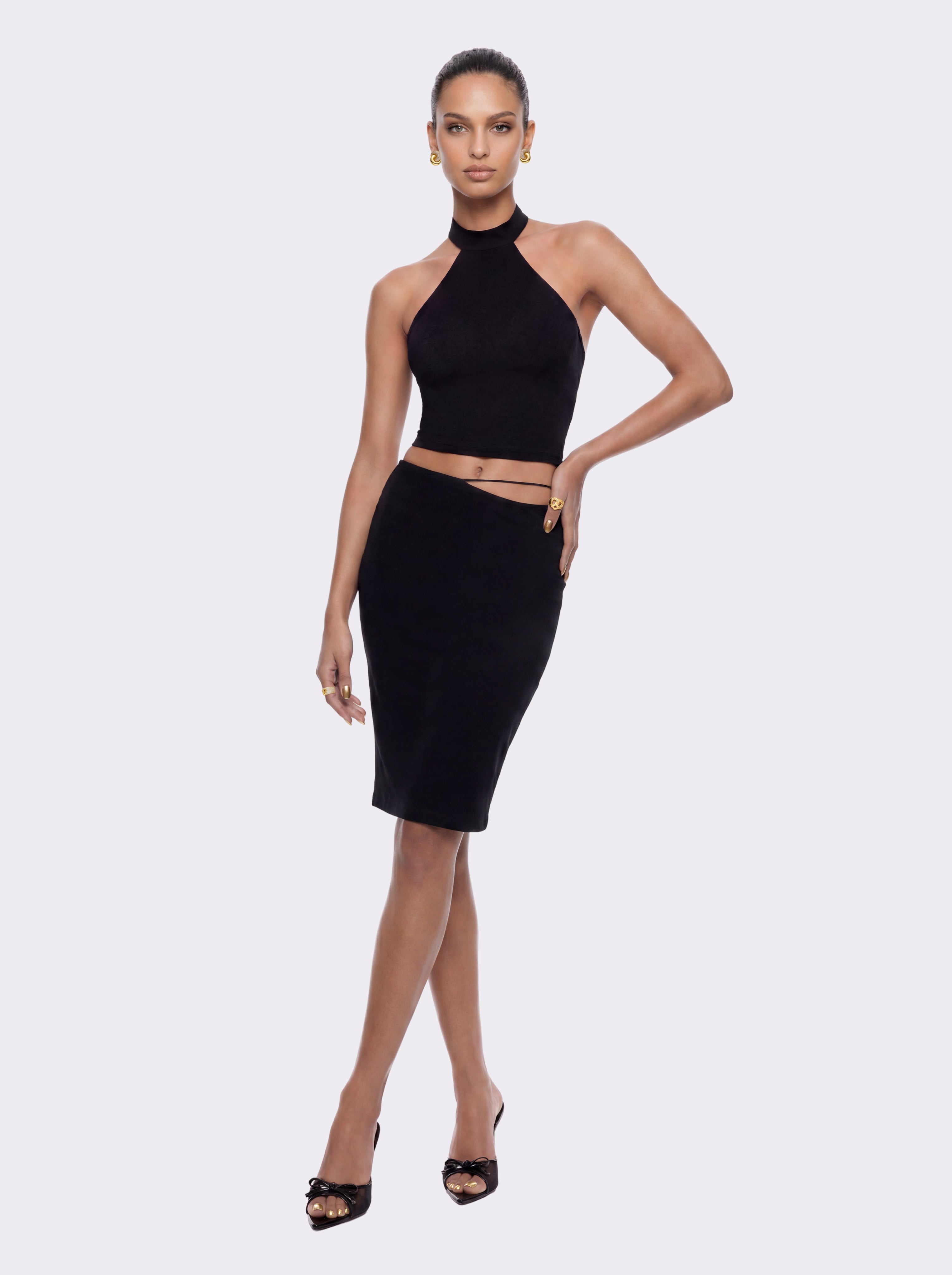 Alma Asymmetric Low-Rise Black Skirt | Nana Jacqueline