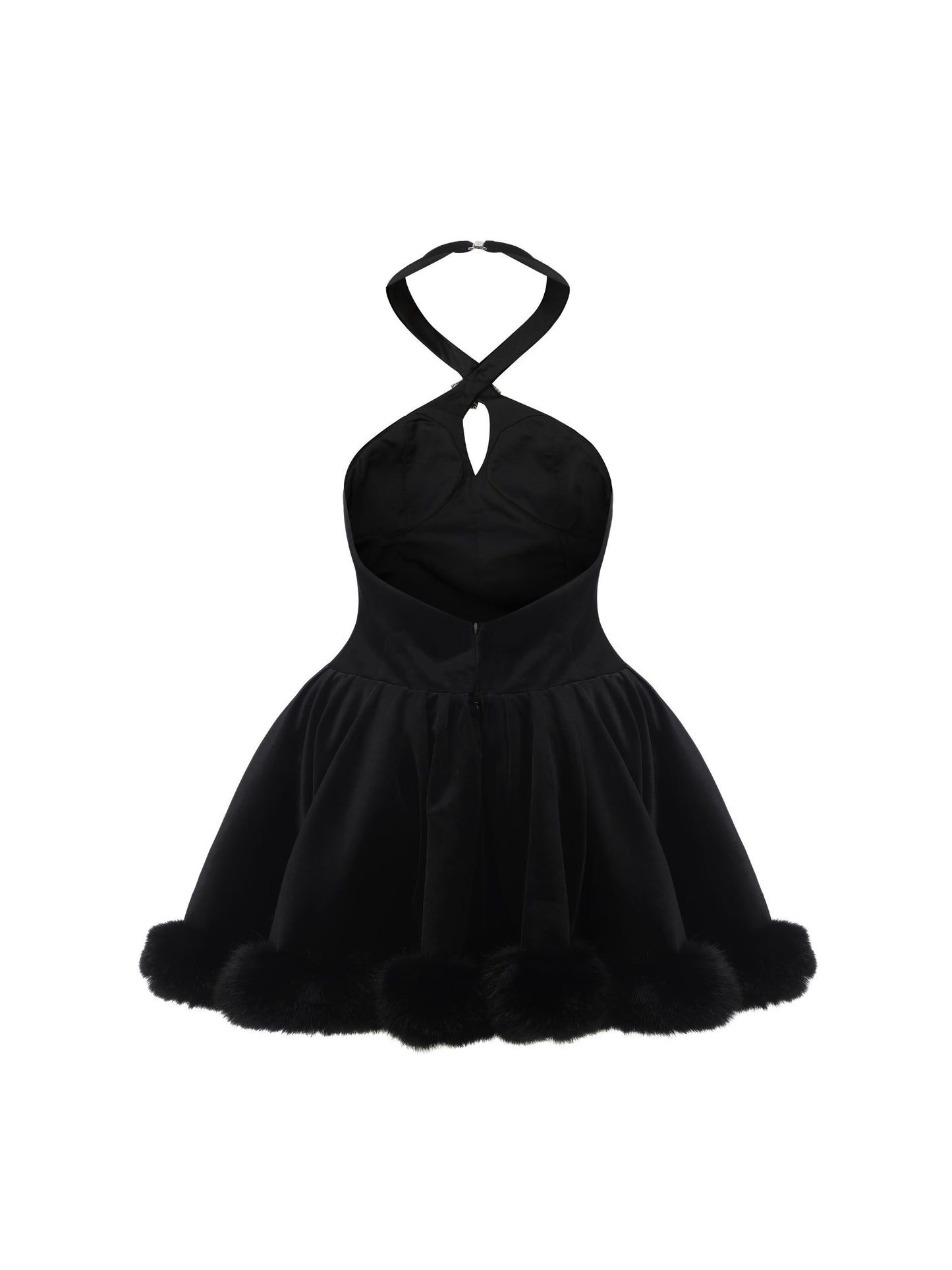 Juliet Velvet Halter Dress (Black) (Final Sale)