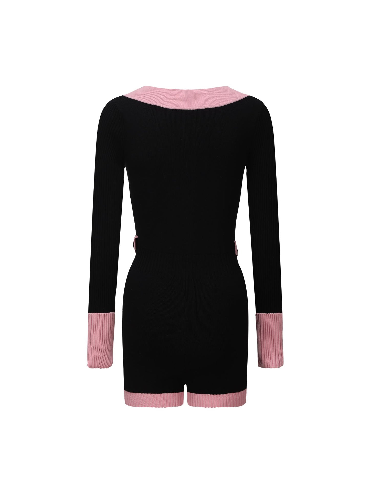 Matilda Knit Jumpsuit (Black & Pink)