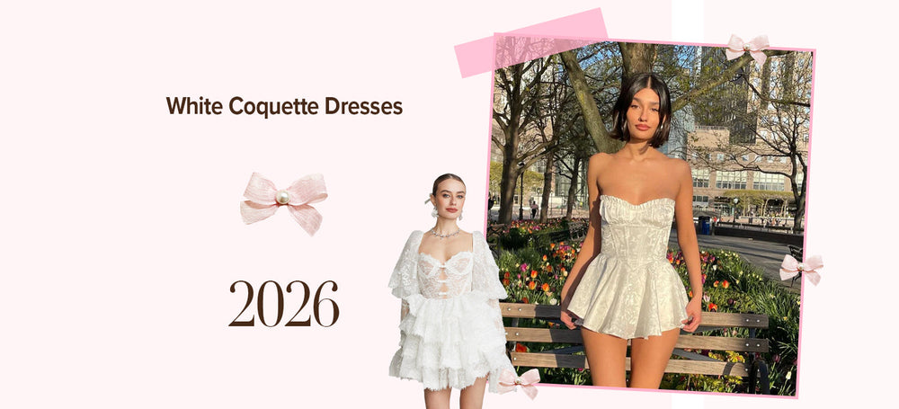 White coquette dresses 2026 — lace, puff sleeves, ribbon bows and babydoll silhouettes | Nana Jacqueline