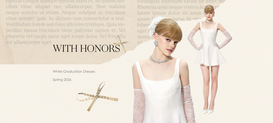 White graduation dress outfit inspiration for a college graduation ceremony and celebration party in spring 2026.