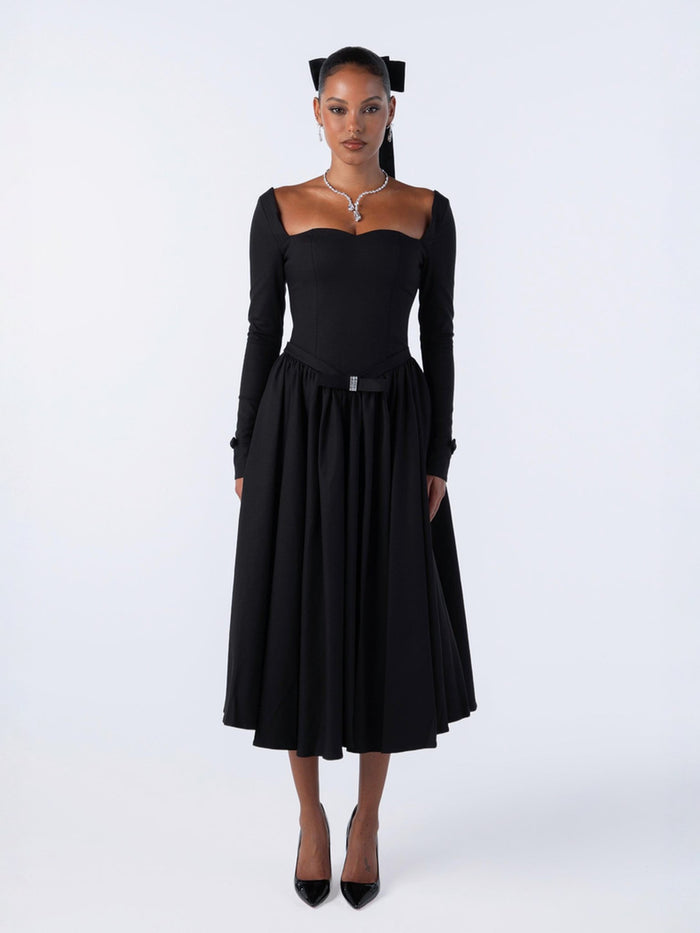 Bernadette Dress: Black Midi Dress for Cocktail Party | Nana Jacqueline Bernadette Dress: Black Midi Dress for Cocktail Party | Nana Jacqueline