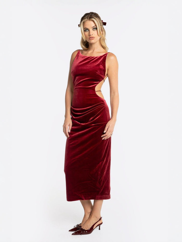 francesca's red dress Francesca Dress: Red Midi Dress for Cocktail Party