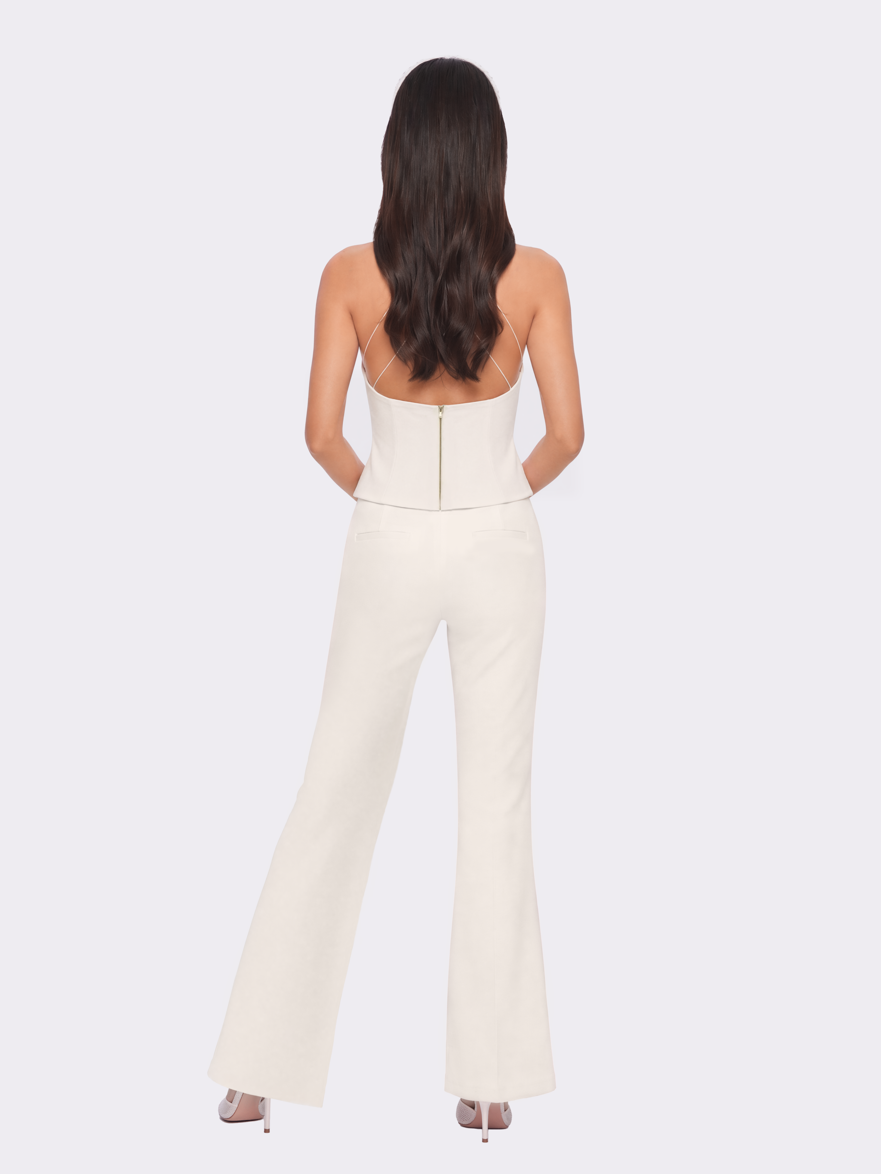 Ella Ruffle Halter Champagne Top