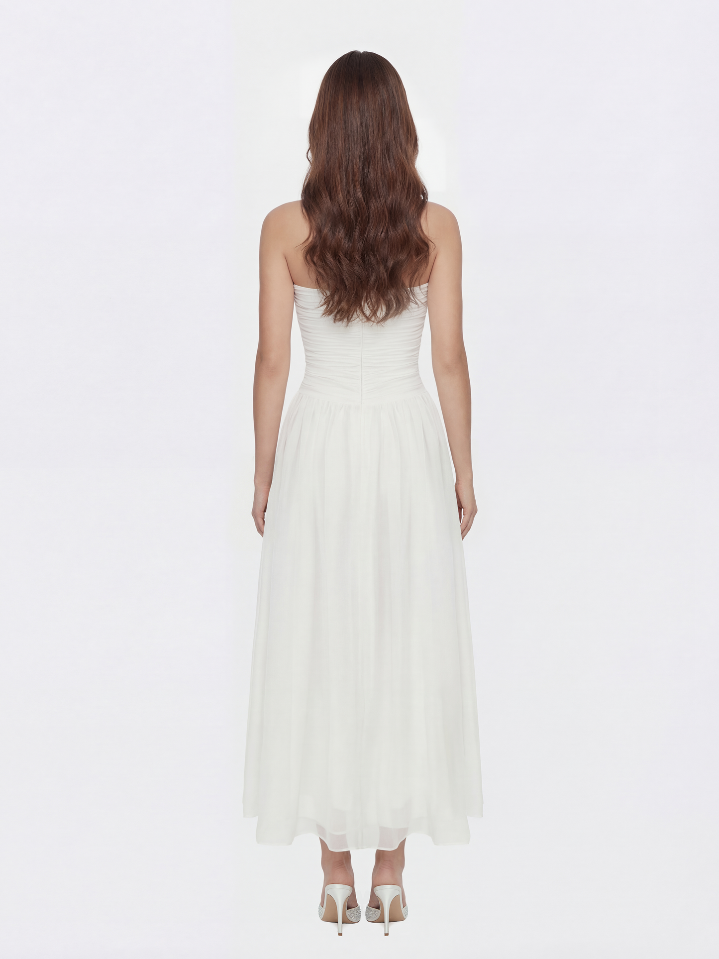 Juliette Strapless Chiffon White Dress