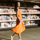 Josephine Square-Neck Orange Midi Dress