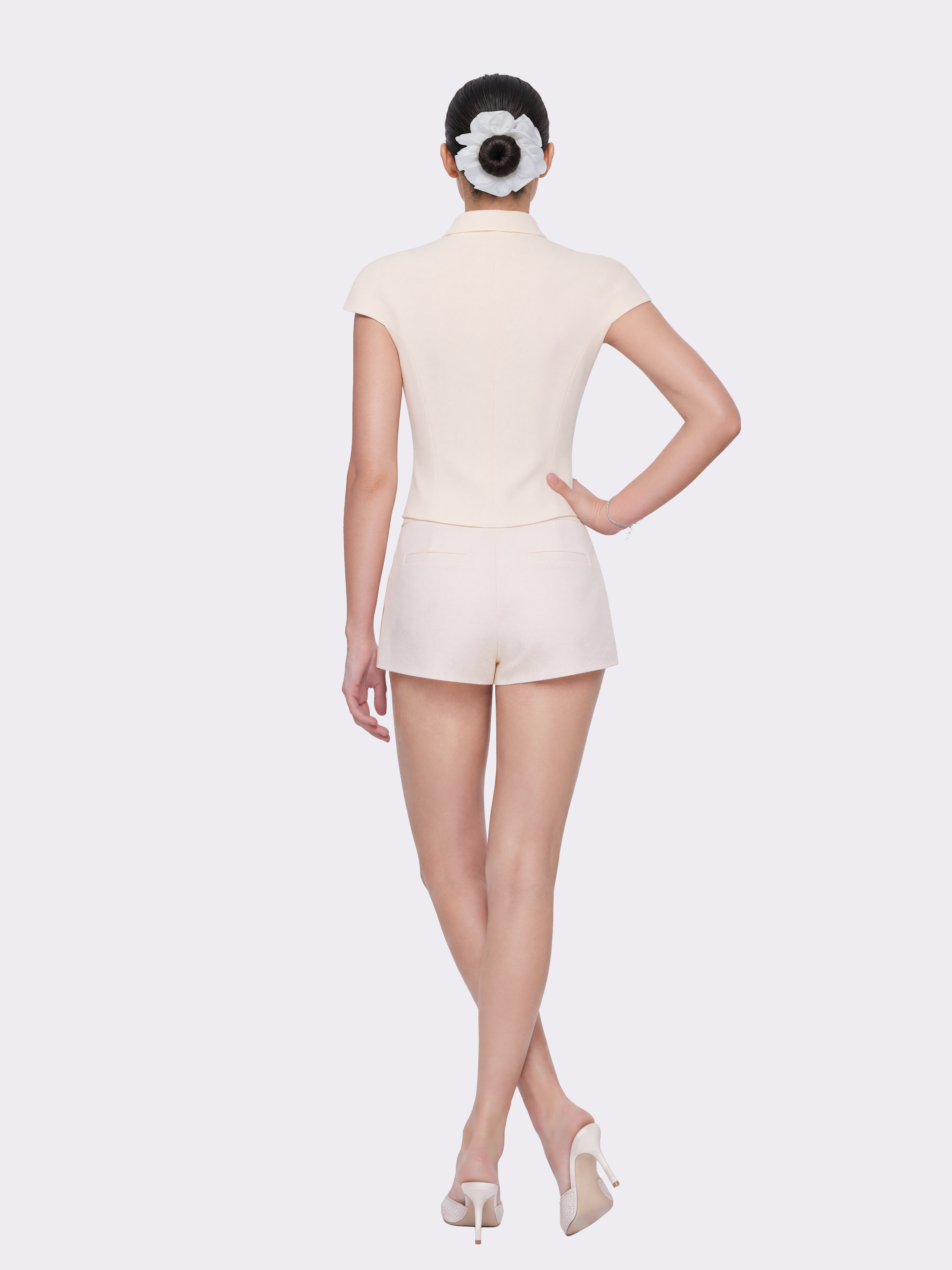 Alina Waist-Cinched Champagne Top