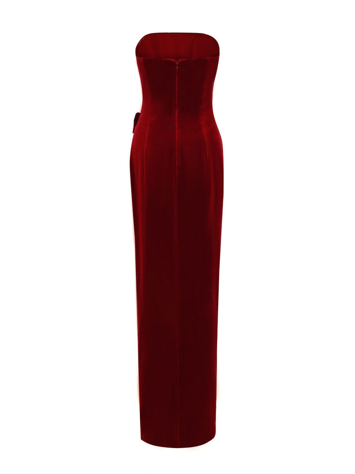 Emma Velvet Dress: Red Maxi Dress for Cocktail Party