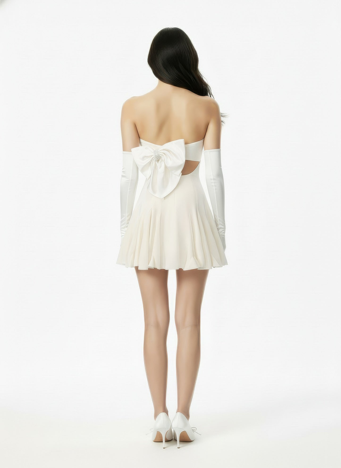 Madeleine Velvet Mini Dress (White)