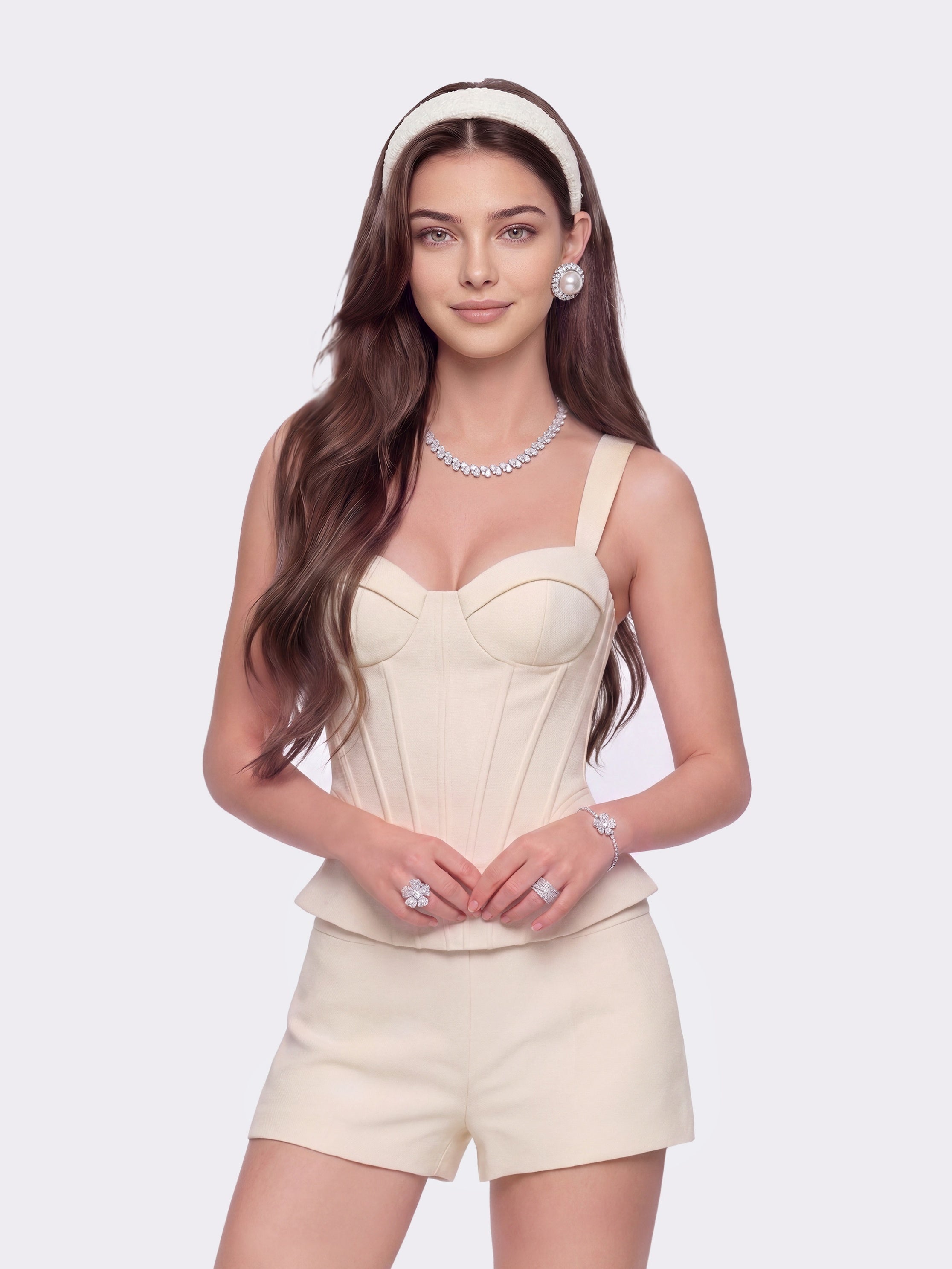Avalon Straight-Leg Champagne Shorts | Nana Jacqueline