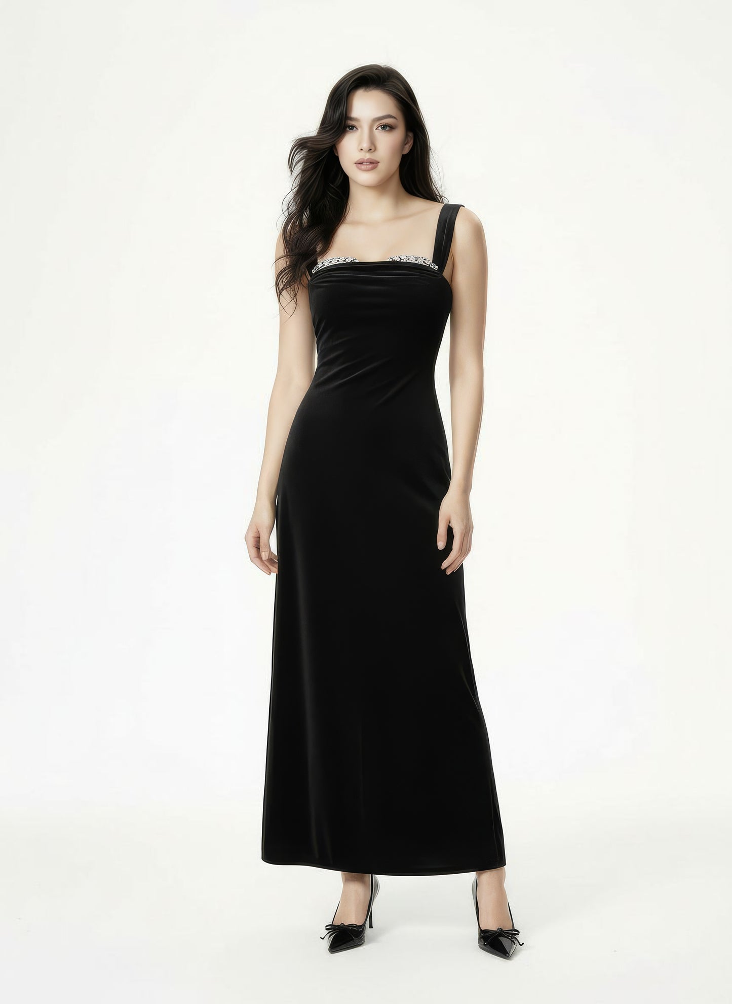 Belle Velvet Maxi Dress (Black)