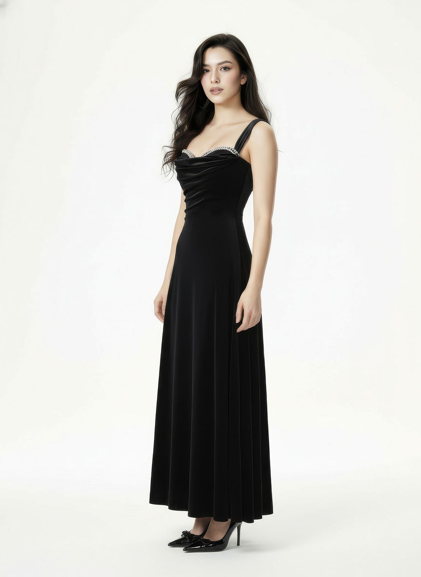Belle Velvet Maxi Dress (Black)