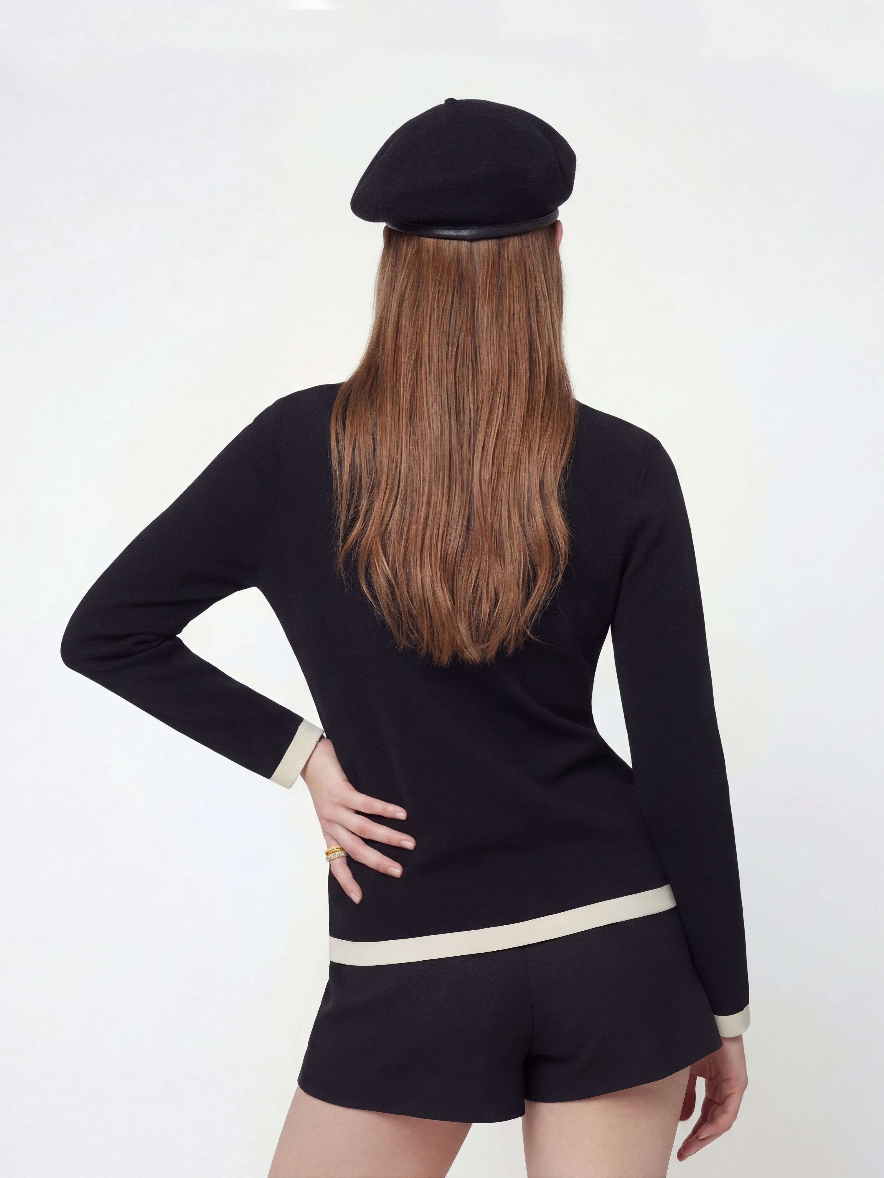 Yvette Contrast Knit Black Cardigan