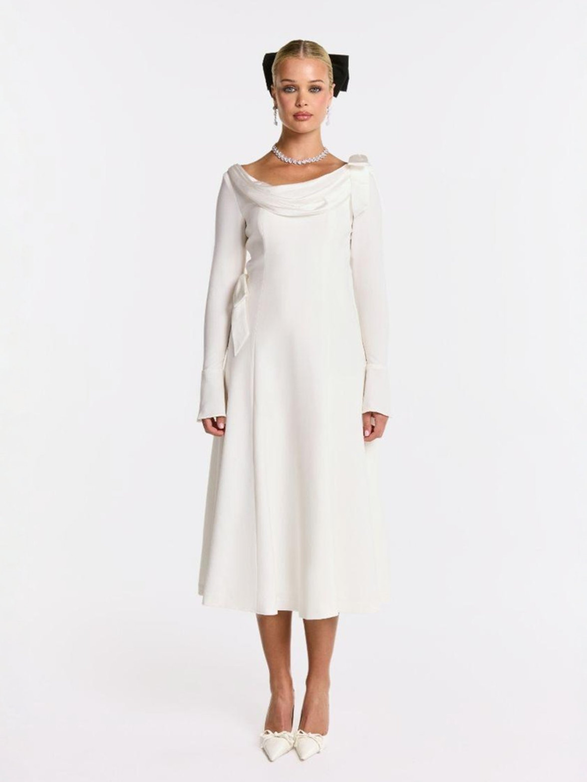 Giselle Dress: White Midi Dress for Bridal Shower | Nana Jacqueline Giselle Dress: White Midi Dress for Bridal Shower | Nana Jacqueline