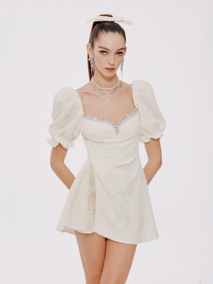 elsie white dress Elsie Dress: White Mini Dress for Wedding After-Party