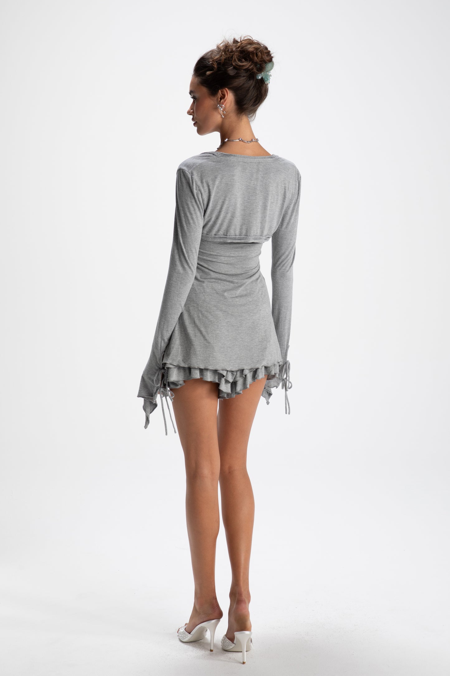 Aubrey Top + Cardigan Set (Grey)