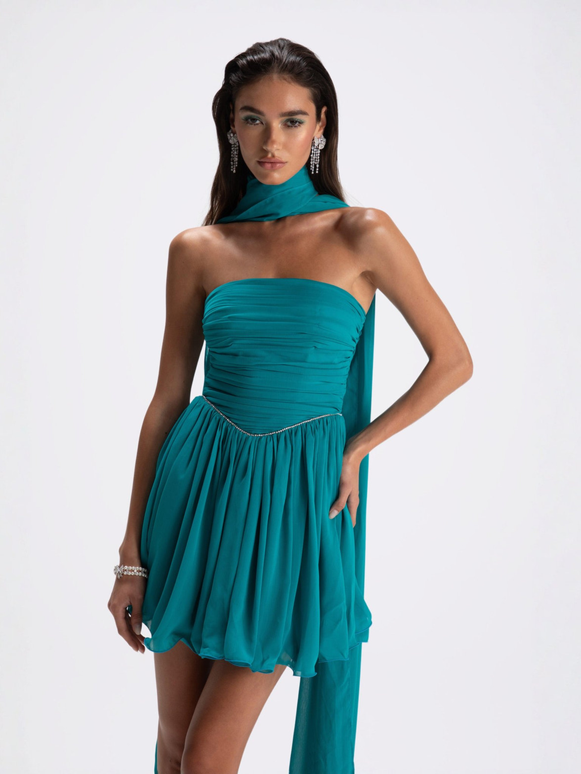 white christmas dresses Navy Chloe Puff Sleeve Mini Dress | Elegant & Stylish main image 0