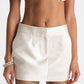 Elle Satin Mini Skirt (White)