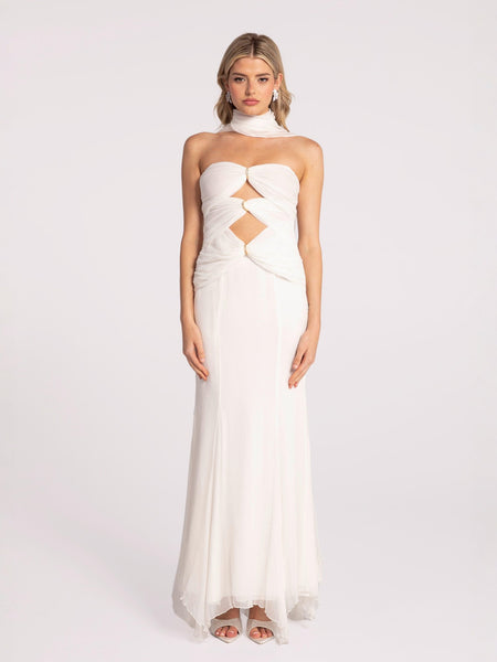 Cassandra Dress: White Maxi Dress for Rehearsal Dinner | Nana
