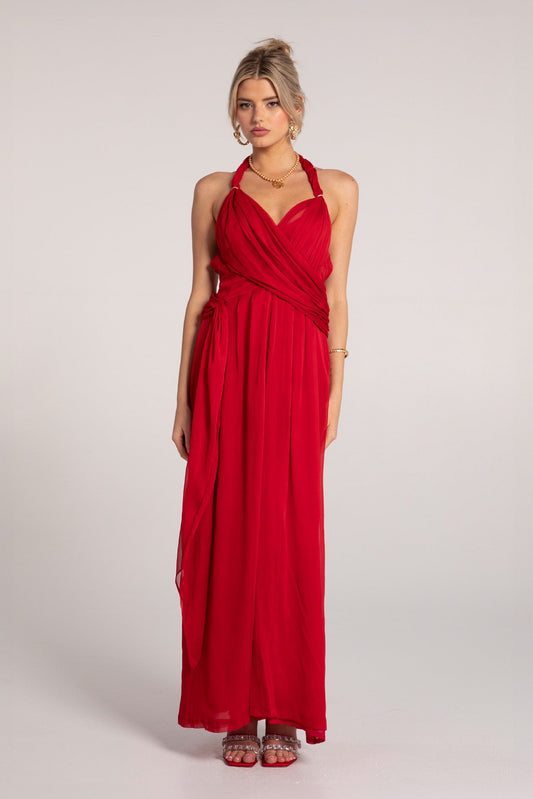 Amber Chiffon Dress (Red)