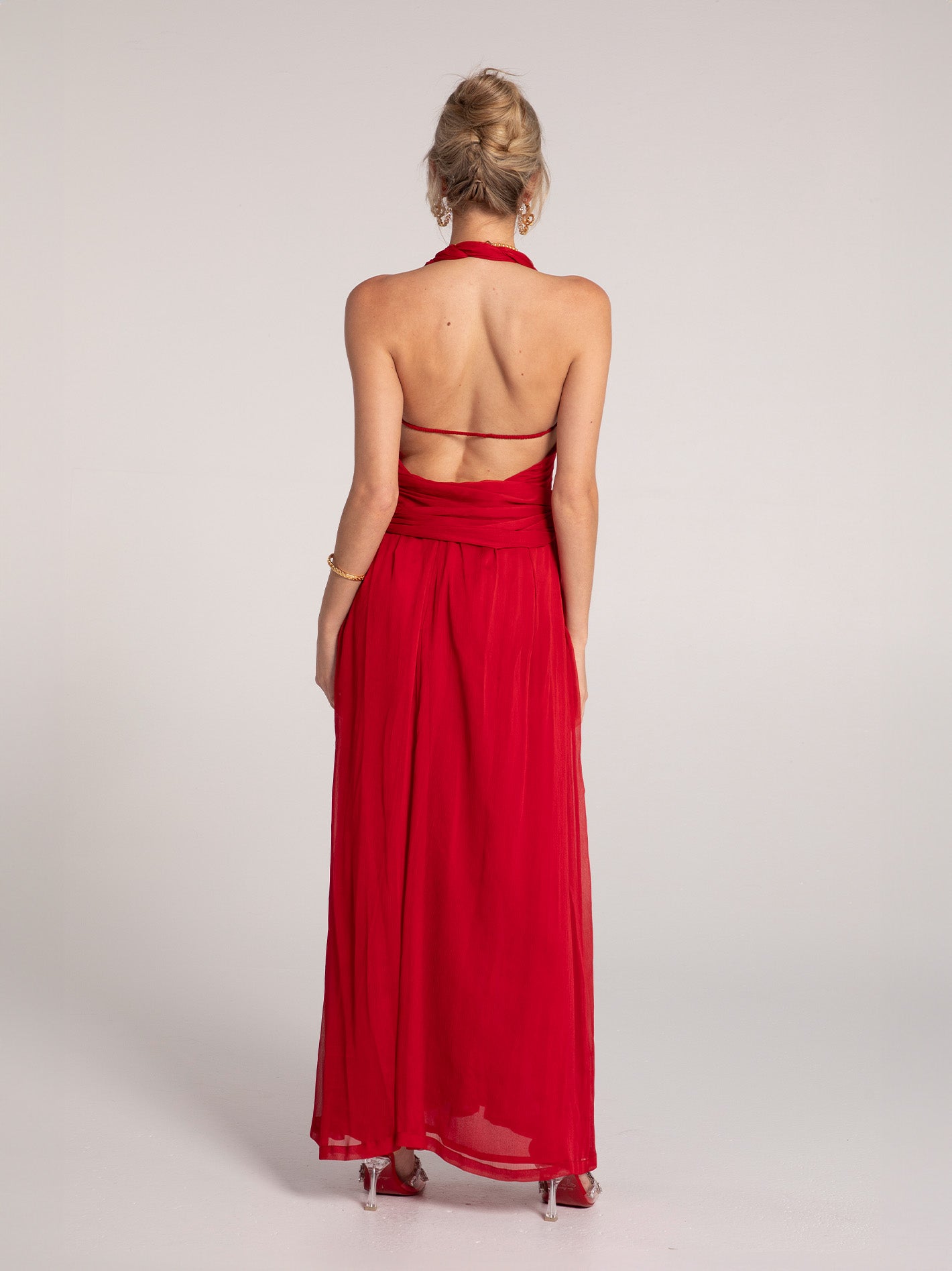 Amber Chiffon Dress (Red)