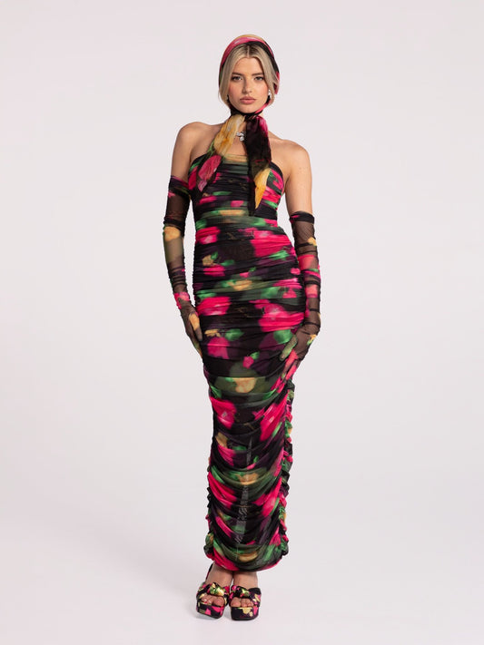 Cordelia Dress With Gloves (Floral) (Final Sale)