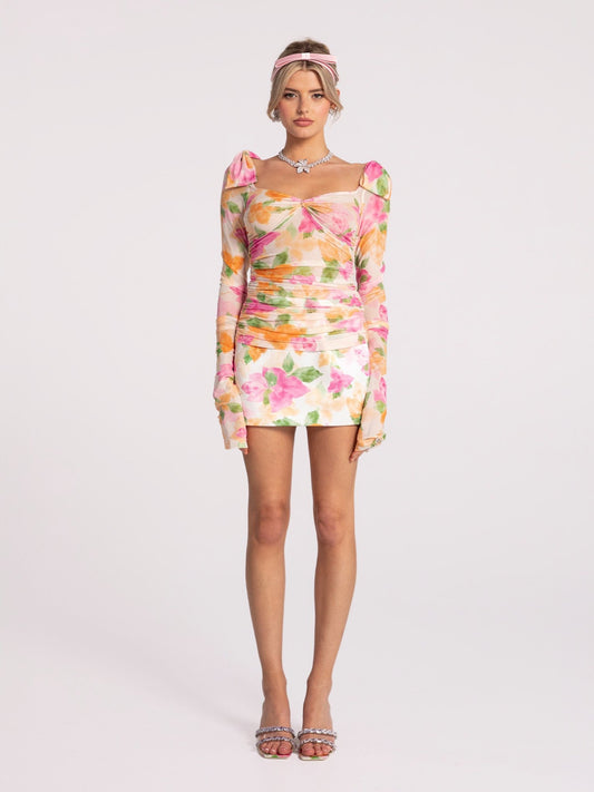 Emilia Satin Skirt (Floral) (Final Sale)