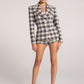 Maya Lapel Suit Jacket (Black Checkered)