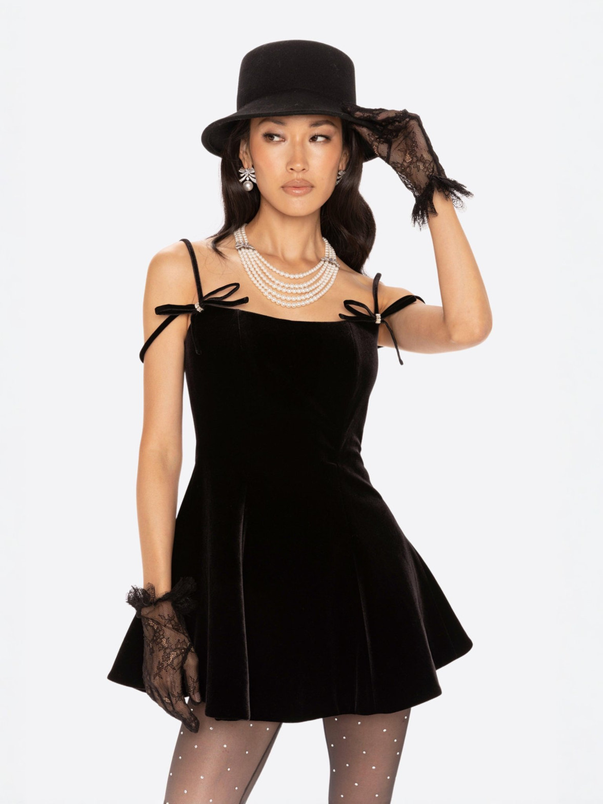 Chantal Bow Velvet Mini Dress: Black Mini Dress for Cocktail Party | Nana Jacqueline Black / Xs Chantal Bow Velvet Mini Dress: Black Mini Dress for Cocktail Party | Nana Jacqueline Black / Xs