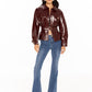 Isabella Vegan Leather Jacket (Claret)