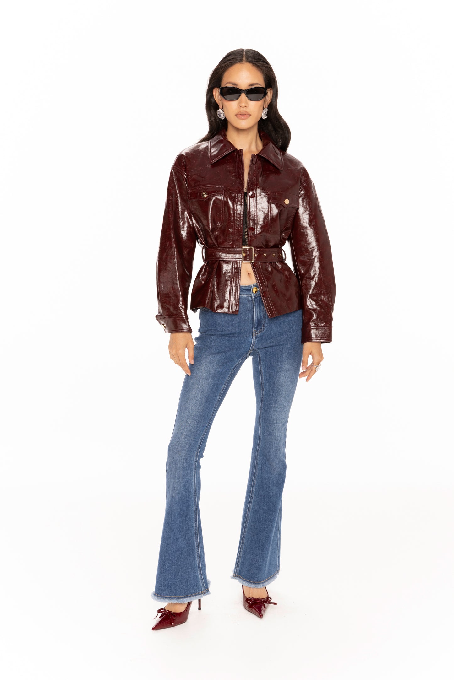 Isabella Vegan Leather Jacket (Claret)
