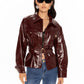 Isabella Vegan Leather Jacket (Claret)